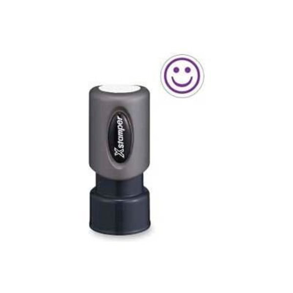 Shachihata Inc. Xstamper® Pre-Inked Design Stamp, SMILE FACE Design, 5/8" Diameter, Purple 11420
